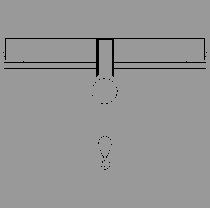 Bloque Autocad Vista de Grúa Puente 02 en Alzado